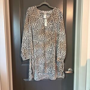 Chicos Leopard Print Long Fashion Top Blouse size 3 (US 16/18) NWT
